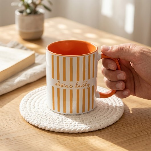 オーダーメイド ストライプ 子供の名前入り ダッドマグ コーヒー カップ