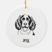 オーダーメイド スパニエル犬のクリスマス セラミックオーナメント (裏面)