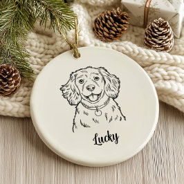 オーダーメイド スパニエル犬のクリスマス セラミックオーナメント