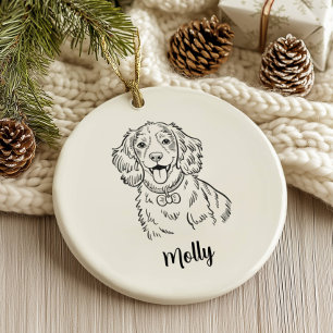 オーダーメイド スパニエル犬のクリスマス セラミックオーナメント