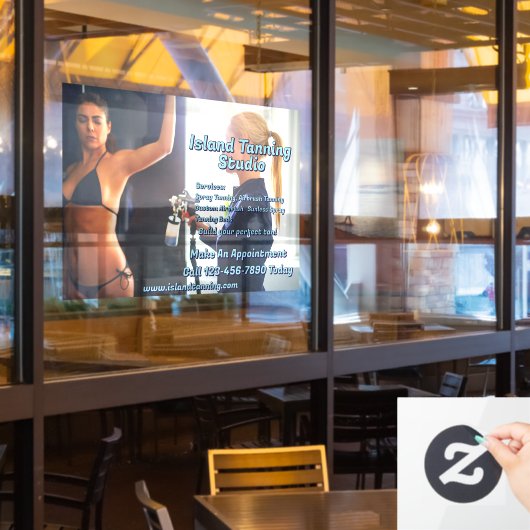 オーダーメイド スプレータンニングブース ビジネス 3 ウィンドウサイン (レストラン窓)