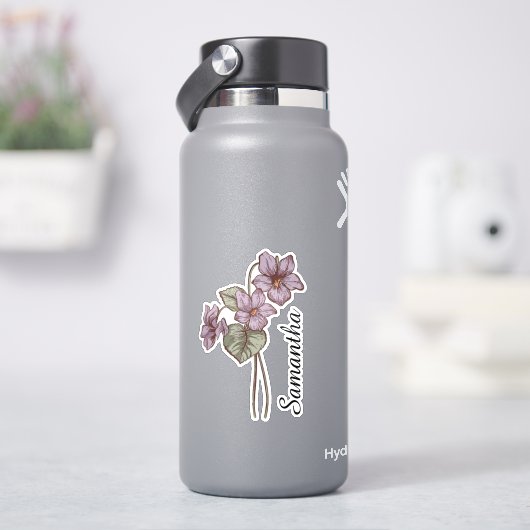 オーダーメイド スミレの花 名前入り ボタニカル シール (HydroFlask)