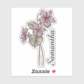 オーダーメイド スミレの花 名前入り ボタニカル シール (シート)