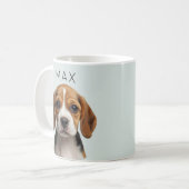 オーダーメイド セージ色の犬の写真と名前入りマグカップ コーヒーマグカップ (正面左)