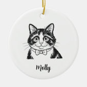 オーダーメイド タキシード猫 クリスマス セラミックオーナメント (正面)