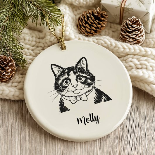オーダーメイド タキシード猫 クリスマス セラミックオーナメント