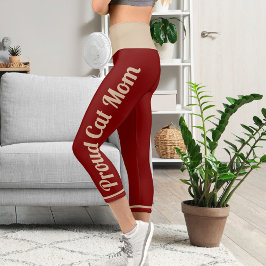 オーダーメイド タン+ディープレッド ヴィンテージ レトロ クラシック カプリレギンス