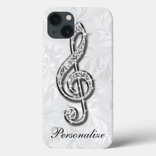 オーダーメイド ダイヤモンド 音符 フラワー ダマスク柄 Case-Mate iPhoneケース (裏面)