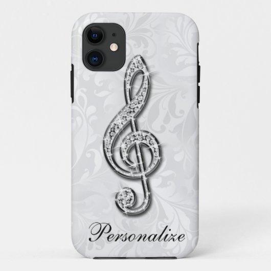 オーダーメイド ダイヤモンド 音符 フラワー ダマスク柄 Case-Mate iPhoneケース (裏面)