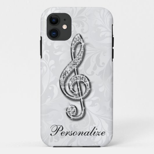 オーダーメイド ダイヤモンド 音符 フラワー ダマスク柄 Case-Mate iPhoneケース (裏面)