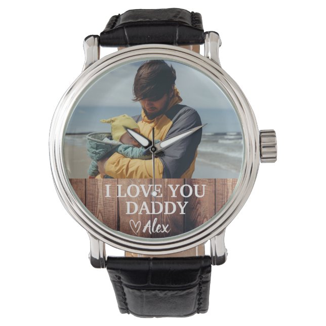 オーダーメイド ダディ 時計 I Love You Daddy 写真入り (正面)