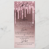 オーダーメイド ダーク ローズ ゴールド グリッター ドリップ エレガント ディナー メニュー (正面)