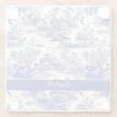 オーダーメイド チャイニーズペイント パターン パゴダ ブルー ホワイト ガラスコースター (裏面)