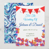 オーダーメイド チャーミング フラワーズ ウォーターカラー イベント インビテーション (正面/裏面)