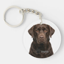 オーダーメイド チョコレートラブラドールの肖像 犬のキーチェーン