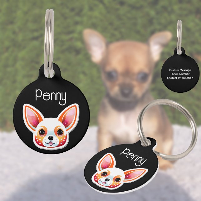 オーダーメイド チワワ 仔犬 名前入り ペット　ネームタグ (Stay Stylish, Stay Safe 🐾)