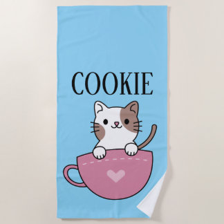 オーダーメイド ティーカップ キャット ビーチタオル