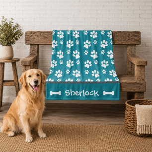 オーダーメイド ティール犬用ブランケット 子犬ギフト  フリースブランケット