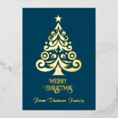 オーダーメイド ティール+ゴールド箔クリスマスカード 箔シーズンカード (正面)