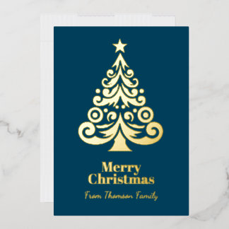 オーダーメイド ティール+ゴールド箔押し クリスマスカード 箔シーズンカード
