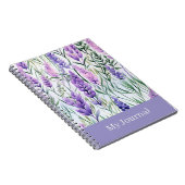 オーダーメイド テキスト 紫色の花のジャーナル ノートブック (右側)