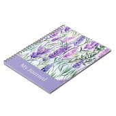 オーダーメイド テキスト 紫色の花のジャーナル ノートブック (左側)