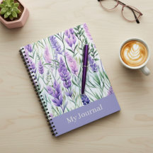 オーダーメイド テキスト 紫色の花のジャーナル