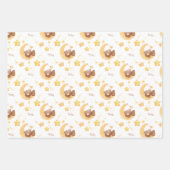 オーダーメイド テディベア 月の赤ちゃんシャワー ラッピングペーパーシート (正面2)