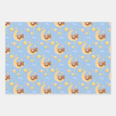 オーダーメイド テディベア 月の赤ちゃんシャワー ラッピングペーパーシート (正面)