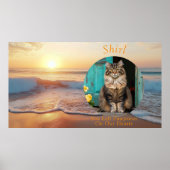 オーダーメイド デジタル ビーチ 猫 追悼 TV アート ポスター (正面)