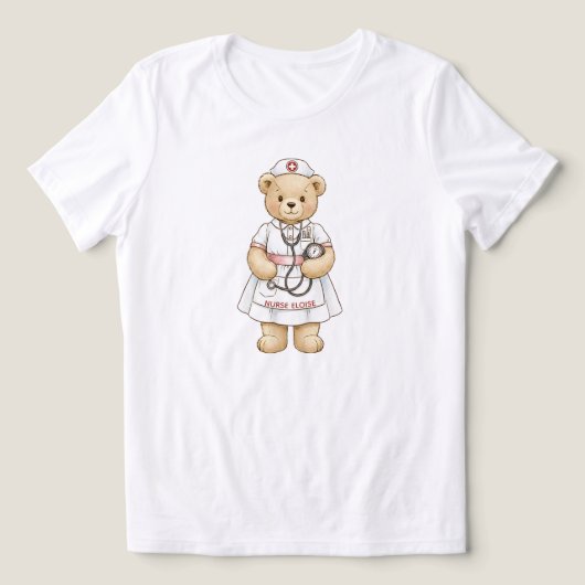 オーダーメイド ナース テディベア 名前入り 看護師 トライブレンドTシャツ (デザイン正面)