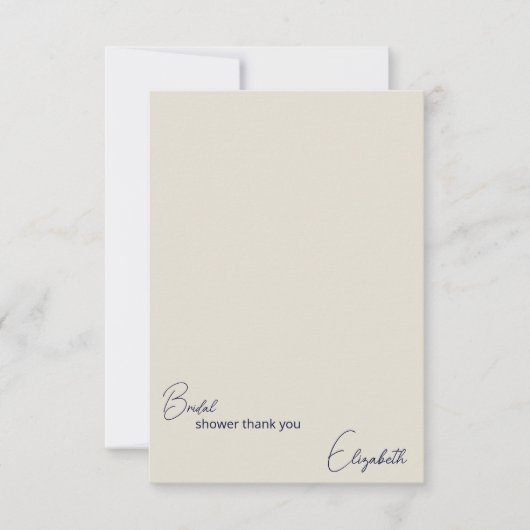 オーダーメイド ネイビーとクリーム色のウェディングシャワーギフト サンキューカード (正面)