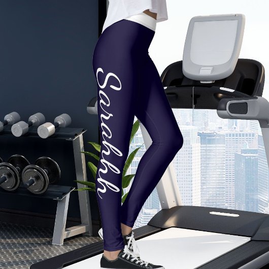 オーダーメイド ネイビーブルー ホワイト ストライプ カスタムメイド レギンス