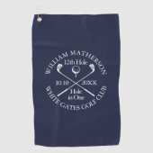 オーダーメイド ネイビーブルー ワンホール ゴルフタオル (正面)