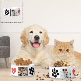 オーダーメイド ネコ写真 コラージュ ボウル - 赤と黒