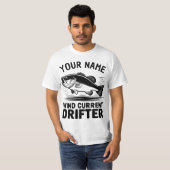 オーダーメイド ネーム入り 風に流される バスフィッシュ Tシャツ (正面フル)