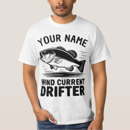オーダーメイド ネーム入り 風に流される バスフィッシュ Tシャツ