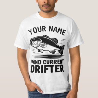 オーダーメイド ネーム入り 風に流される バスフィッシュ Tシャツ