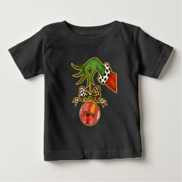 オーダーメイド ネーム ヒョウ柄 リボン インコ オーナメント ベビーTシャツ