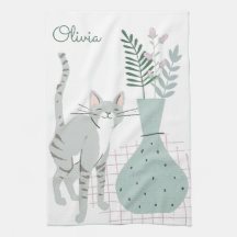 オーダーメイド ネーム 猫のママ レトロなお花 ふわ可愛い