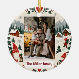 オーダーメイド ノルディックグノーム ファミリーフォト プレゼント セラミックオーナメント