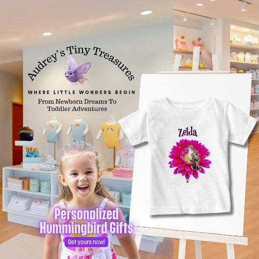オーダーメイド ハチドリ 赤ちゃん Tシャツ