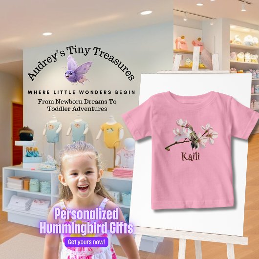 オーダーメイド ハチドリ 赤ちゃん Tシャツ