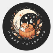 オーダーメイド ハロウィンの狐と幽霊 ラウンドシール (正面)