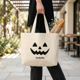 オーダーメイド ハロウィン ジャック・オ・ランタン パンプキン フェイス ラージトートバッグ
