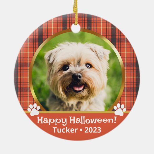 オーダーメイド ハロウィン 写真 名前 年 ペット オーナメント (裏面)