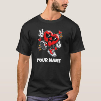 オーダーメイド ハートの名前&カスタムテキスト Tシャツ