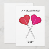 オーダーメイド ハート型 ラッパの 私はあなたに弱い バレンタインデー カード (正面/裏面)