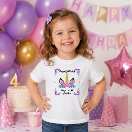 オーダーメイド バイカーユニコーン こどもTシャツ お誕生日おめでとう トドラーTシャツ