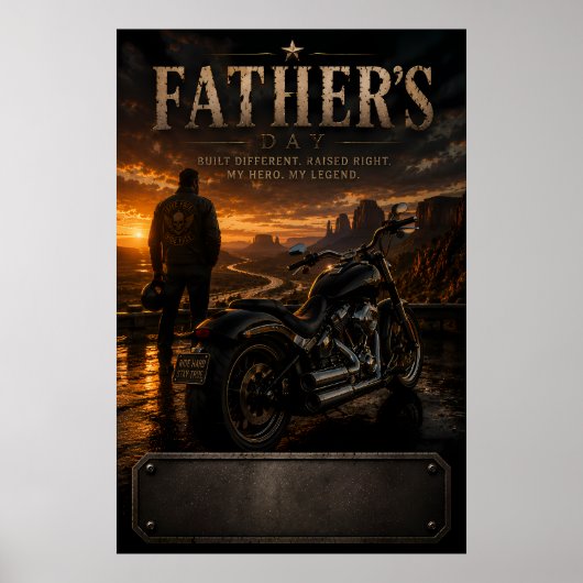 オーダーメイド バイク好きな父への父の日 サンセットポスター ポスター (正面)